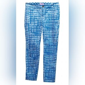 Lilly Pulitzer Kelly Skinny Ankle Pants Bennet Blue Feelin Beachy Gingham Size 2